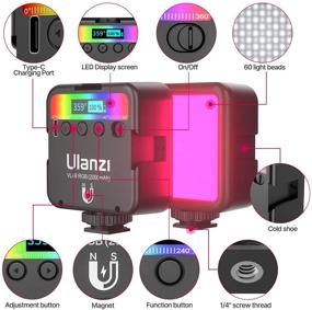 img 3 attached to 🌈 ULANZI VL49 RGB Video Lights: Portable 360° Full Color LED Camera Light with 3 Cold Shoe, 2000mAh Rechargeable Battery, CRI 95+, Adjustable 2500-9000K Dimmable Panel Lamp and Magnetic Attraction Support