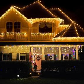 img 3 attached to 🎄 Icicle Christmas Lights Outdoor: 432 LED Curtain Fairy Light, 33ft 8 Modes String Lights with 80 Drops - Perfect Yard, Wedding, Party, Eaves, and Garden Décor