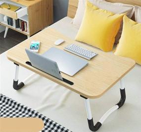 img 2 attached to Portable Foldable Bed Tray Lap Desk with Phone Slots, Small Dormitory Table for Watching Movies or Personal Dining – Notebook Table, Perfect for Bed Use