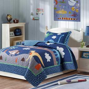 img 4 attached to 🦖 SLPR Dino Delight Bedding Quilt Set - Twin with 1 sham, Dinosaur Pattern Bedspread for Kids Room Décor