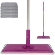 learja floor mop set - microfiber flat mop for laminate, bamboo, and tile - 4 washable pads - wet/dry cleaning - 360° rotating aluminum alloy head - mop handle included (4pc) logo