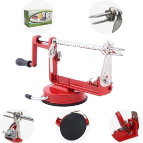 img 3 attached to 🍎 Gorgenius Apple Peelers: Efficient 3-in-1 Suction Base Apple Peeler Corer Slicer + Spare Blade - Durable & Heavy Duty (Red)