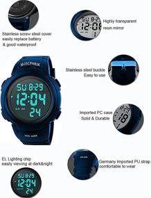 img 1 attached to ⌚ MJSCPHBJK Men's Digital Sports Watch, Waterproof LED Screen Large Face Military Watches and Heavy Duty Electronic Simple Army Watch with Alarm, Stopwatch, Luminous Night Light - Black