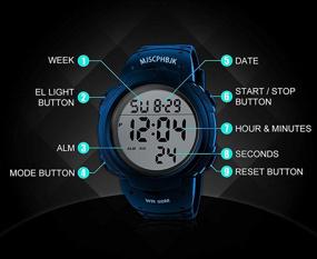 img 2 attached to ⌚ MJSCPHBJK Men's Digital Sports Watch, Waterproof LED Screen Large Face Military Watches and Heavy Duty Electronic Simple Army Watch with Alarm, Stopwatch, Luminous Night Light - Black