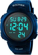 ⌚ mjscphbjk men's digital sports watch, waterproof led screen large face military watches and heavy duty electronic simple army watch with alarm, stopwatch, luminous night light - black логотип