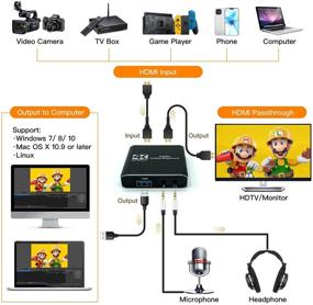 img 3 attached to 🎮 Захват видео высокой производительности с USB 3.0, захватом видео и звука HDMI, записывающий видео 1080p 60FPS для игр, прямых трансляций, видеоконференций, совместим с Nintendo Switch, PS4, Xbox One, OBS, камерой и ПК