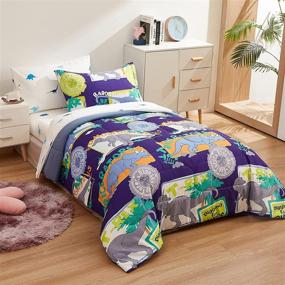 img 4 attached to Yogeneg Dinosaur Kids Twin Size Comforter Set for Girls Boys - 5 Piece 🦖 Bedding in a Bag, Easy Care Ultra Soft Lightweight Microfiber - All Season (Twin, Dinosaur B)
