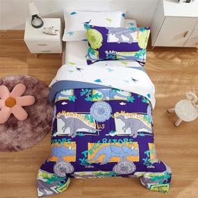 img 3 attached to Yogeneg Dinosaur Kids Twin Size Comforter Set for Girls Boys - 5 Piece 🦖 Bedding in a Bag, Easy Care Ultra Soft Lightweight Microfiber - All Season (Twin, Dinosaur B)