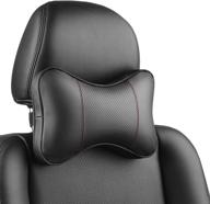 🚗 comfortable au-kee memory foam headrest pillow with leather cover for neck support in car seat - black (pack of 1) logo