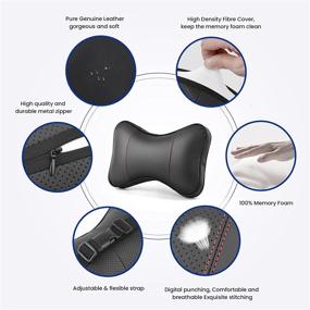 img 1 attached to 🚗 Comfortable Au-kee Memory Foam Headrest Pillow with Leather Cover for Neck Support in Car Seat - Black (Pack of 1)