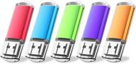 💾 wellsenn 16gb mixcolor usb flash drive - keychain design, 5 pack 16gb thumb drive - swivel memory stick logo