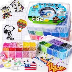 img 4 attached to 22,000 5mm Fuse Beads with 100 Full-Size Patterns, 20 Pre-Sorted Colors, 4 Large Pegboards | Perler Hama Melty Iron Beads Compatible