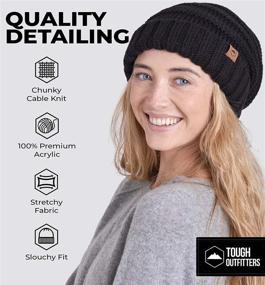 img 3 attached to 🧣 Tough Headwear Slouchy Beanie Winter Hat for Women - Stylish Slouch Oversized Cable Knit Hats for Cold Weather - Cozy and Warm Chunky Knitted Cap