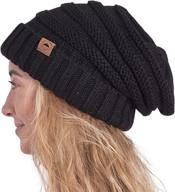 🧣 tough headwear slouchy beanie winter hat for women - stylish slouch oversized cable knit hats for cold weather - cozy and warm chunky knitted cap logo