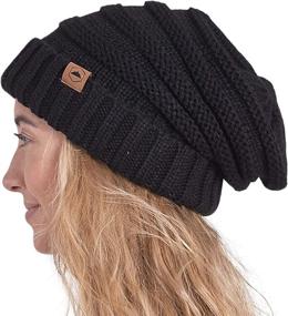 img 4 attached to 🧣 Tough Headwear Slouchy Beanie Winter Hat for Women - Stylish Slouch Oversized Cable Knit Hats for Cold Weather - Cozy and Warm Chunky Knitted Cap