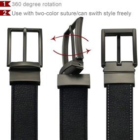 img 2 attached to Reversible Leather Dress Rotated Buckle Men's Accessories for Belts