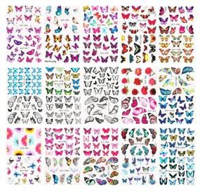 img 3 attached to 🦋 30 Sheets Butterfly Nail Art Stickers Water Transfer Sticker with Butterfly and Flower Patterns for Manicure, DIY Nail Tips, Toenails, and Nail Art Decorations – Nail Accessories Decals by Le Fu Li