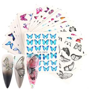 img 1 attached to 🦋 30 Sheets Butterfly Nail Art Stickers Water Transfer Sticker with Butterfly and Flower Patterns for Manicure, DIY Nail Tips, Toenails, and Nail Art Decorations – Nail Accessories Decals by Le Fu Li