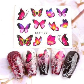 img 2 attached to 🦋 30 Sheets Butterfly Nail Art Stickers Water Transfer Sticker with Butterfly and Flower Patterns for Manicure, DIY Nail Tips, Toenails, and Nail Art Decorations – Nail Accessories Decals by Le Fu Li