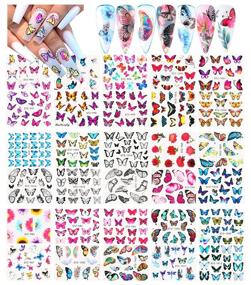img 4 attached to 🦋 30 Sheets Butterfly Nail Art Stickers Water Transfer Sticker with Butterfly and Flower Patterns for Manicure, DIY Nail Tips, Toenails, and Nail Art Decorations – Nail Accessories Decals by Le Fu Li