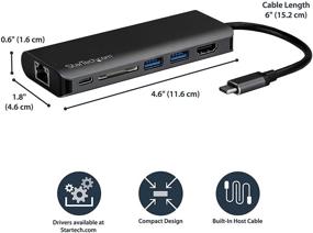img 1 attached to 🔌 StarTech.com USB-C Multiport Adapter - Portable Dock with 4K HDMI, 2 USB 3.0 Ports, SD Card Slot, Gigabit Ethernet, 60W Power Delivery - USB Type-C/Thunderbolt 3 - NEW VERSION DKT30CSDHPD3 (DKT30CSDHPD)