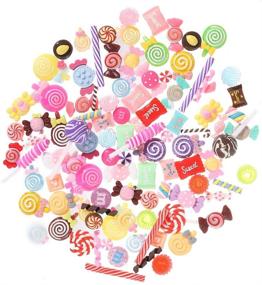 img 4 attached to 🍬 100 Pieces Mixed Candy Sweets Resin Flatback Slime Beads - Super Cute Slime Charms for DIY Scrapbooking Crafts - Assorted Colors and Shapes - Making Supplies