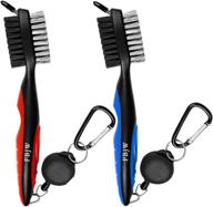 ⛳️ fbjw golf club brush: dual-sided bristle groove cleaner + 2 ft retractable zip-line aluminum carabiner – lightweight, ergonomic design, easily attachable to golf bag logo