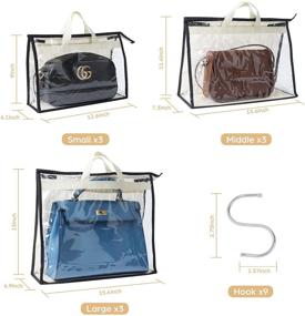 img 3 attached to 👜 9-Pack Clear Dust Bags for Handbags - Handbag Storage Solution with Zipper and Handles