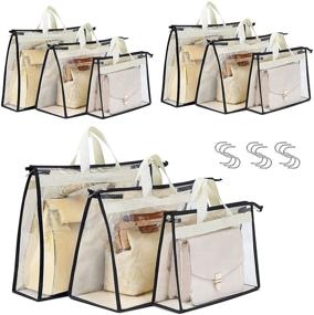 img 4 attached to 👜 9-Pack Clear Dust Bags for Handbags - Handbag Storage Solution with Zipper and Handles