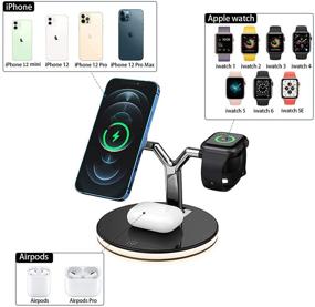 img 3 attached to Lopnord 15W Mag-Safe Wireless Charging Station for iPhone 13/12/12 Pro/12 Pro Max/12 Mini, 3-in-1 Nightstand Charger Stand with iWatch 7/6/5/4/3/2/1 & AirPod Compatibility