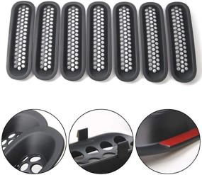 img 2 attached to Enhance Your Jeep Wrangler's Look with RT-TCZ Clip-on Grille Inserts, 2007-2015 (Matte Black)
