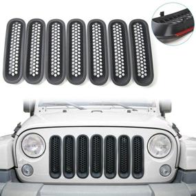 img 4 attached to Enhance Your Jeep Wrangler's Look with RT-TCZ Clip-on Grille Inserts, 2007-2015 (Matte Black)