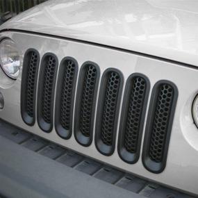 img 3 attached to Enhance Your Jeep Wrangler's Look with RT-TCZ Clip-on Grille Inserts, 2007-2015 (Matte Black)