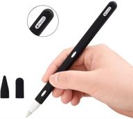 teyomi silicone case sleeve holder grip for apple pencil 2nd gen - protective accessories with nib cover (2 pieces), shockproof, anti-scratch - black logo