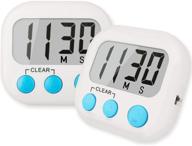 🍳 enhance your cooking experience with 2 pack digital kitchen timer - big digits, loud alarm, magnetic backing & stand: perfect for baking and cooking - white logo