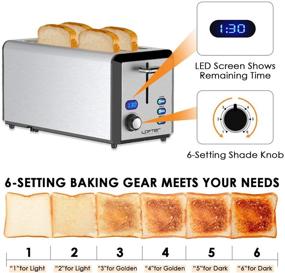 img 3 attached to 🍞 Toaster 4 Slice, Top-Rated Stainless Steel Toaster with LED Display, Extra Wide Slots, 6 Browning Settings, Defrost/Reheat/Cancel, Removable Crumb Tray