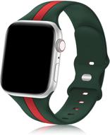 стильный силиконовый спортивный ремешок для apple watch series 7/6/5/4/3/2/1/se, разработанный для мужчин 🍏 и женщин, совместимый с браслетами iwatch 42 мм, 44 мм и 45 мм - армейский зеленый красный логотип