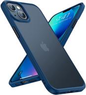 📱 torras shockproof iphone 13 case - military-grade 8ft drop protection, translucent matte hard back with soft edge, slim protective phone case for iphone 13 6.1'' 5g 2021 - blue logo