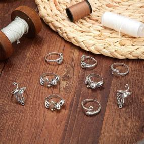 img 1 attached to 🐱 10 Pieces Adjustable Knitting Loop Crochet Ring - Cat & Snake Shaped Open Rings - Yarn Guide, Finger Holder, Thimbles - Adjustable Braided Rings & Crochet Accessories for DIY Knitting Crafts