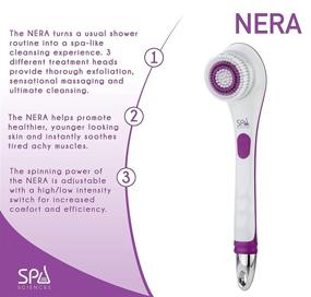 img 3 attached to 🛀 Spa Sciences NERA Powered Shower Brush: 3-in-1 Multifunction Back & Body Brush for Exfoliation, Cleansing, and Massaging - Suitable for All Skin Types - Inclusive of Body Brush, Loofah, Pumice Stone, and USB Charging