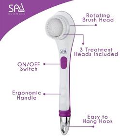 img 2 attached to 🛀 Spa Sciences NERA Powered Shower Brush: 3-in-1 Multifunction Back & Body Brush for Exfoliation, Cleansing, and Massaging - Suitable for All Skin Types - Inclusive of Body Brush, Loofah, Pumice Stone, and USB Charging