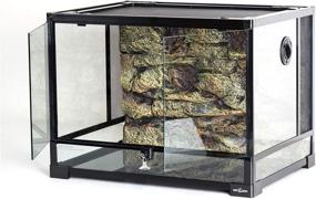img 3 attached to 🦎 REPTI ZOO 34 Gallon Large Glass Terrarium Tank with Foam Backgrounds, Double Hinge Door, and Screen Ventilation - Reptile Terrarium 24" x 18" x 18" (Knock-Down)