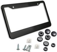 🚗 zone tech premium quality matte aluminum license plate cover frame – classic black, novelty/license plate frame with black screw caps, 2 holes, for vehicles logo