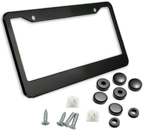 img 4 attached to 🚗 Zone Tech Premium Quality Matte Aluminum License Plate Cover Frame – Classic Black, Novelty/License Plate Frame with Black Screw Caps, 2 Holes, for Vehicles