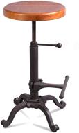 🚜 farmhouse style vintage wooden tractor stool - height adjustable kitchen swivel bar stool in dark brown логотип