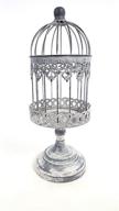 🕊️ vintage charm: antique beige small iron bird cage on elegant stand logo