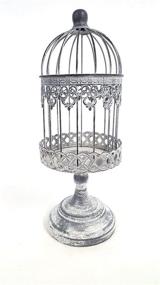 img 4 attached to 🕊️ Vintage Charm: Antique Beige Small Iron Bird Cage on Elegant Stand