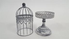 img 3 attached to 🕊️ Vintage Charm: Antique Beige Small Iron Bird Cage on Elegant Stand