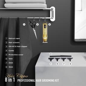img 3 attached to 🔥 ATEEN Professional Mens Hair Clippers, Zero Gapped Trimmers, Cordless Barber Clipper Haircut Kit, Beard Trimmer Hair Grooming Set, Waterproof with Rechargeable Battery & LED Display - Gold