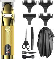 🔥 ateen professional mens hair clippers, zero gapped trimmers, cordless barber clipper haircut kit, beard trimmer hair grooming set, waterproof with rechargeable battery & led display - gold logo